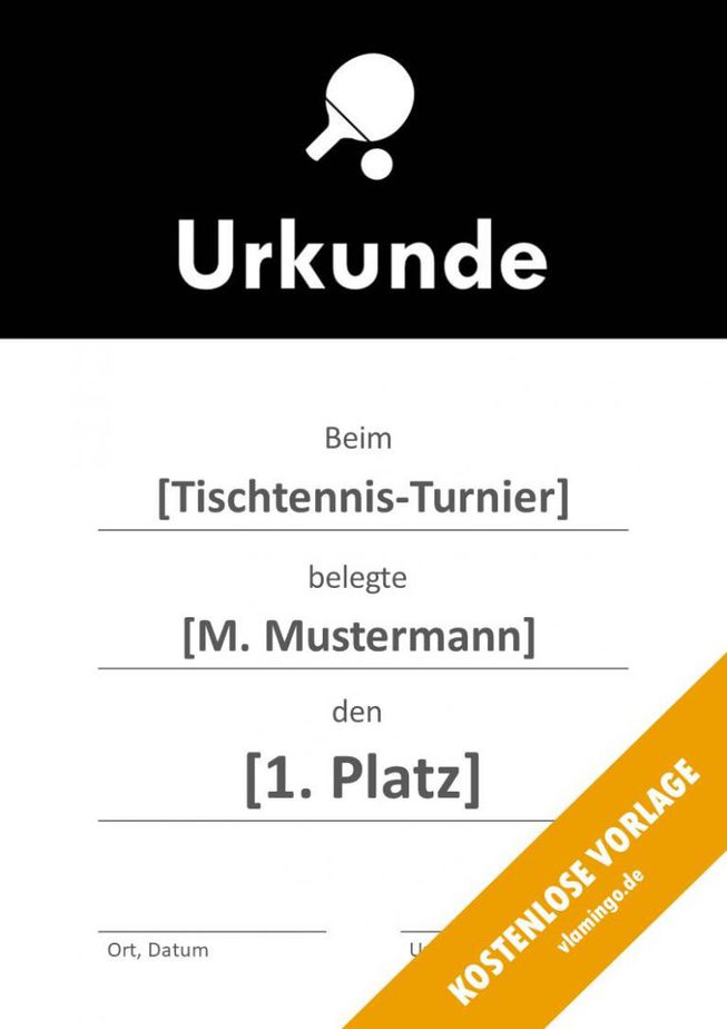 12 kostenlose Urkunden-Vorlagen für Tischtennis-Turniere ...