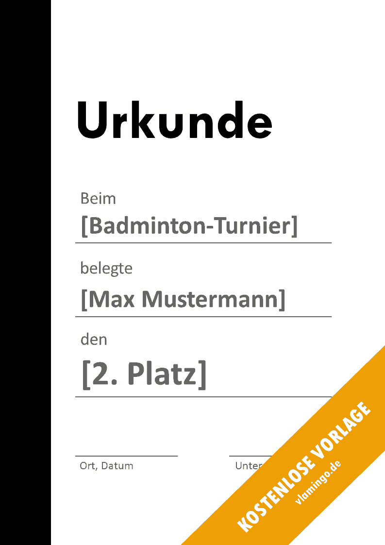 12 kostenlose Urkunden-Vorlagen für Badminton-Turniere ...