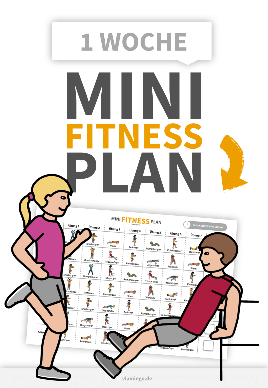 MiniFitnessPlan für 1 Woche (Homeschooling, Workout für Zuhause)