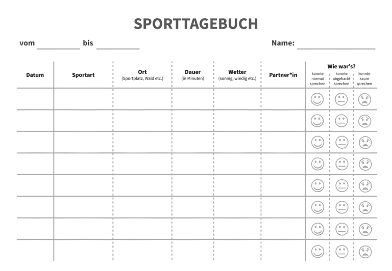 Trainingstagebuch Vorlage Für Jugendliche Homeschooling