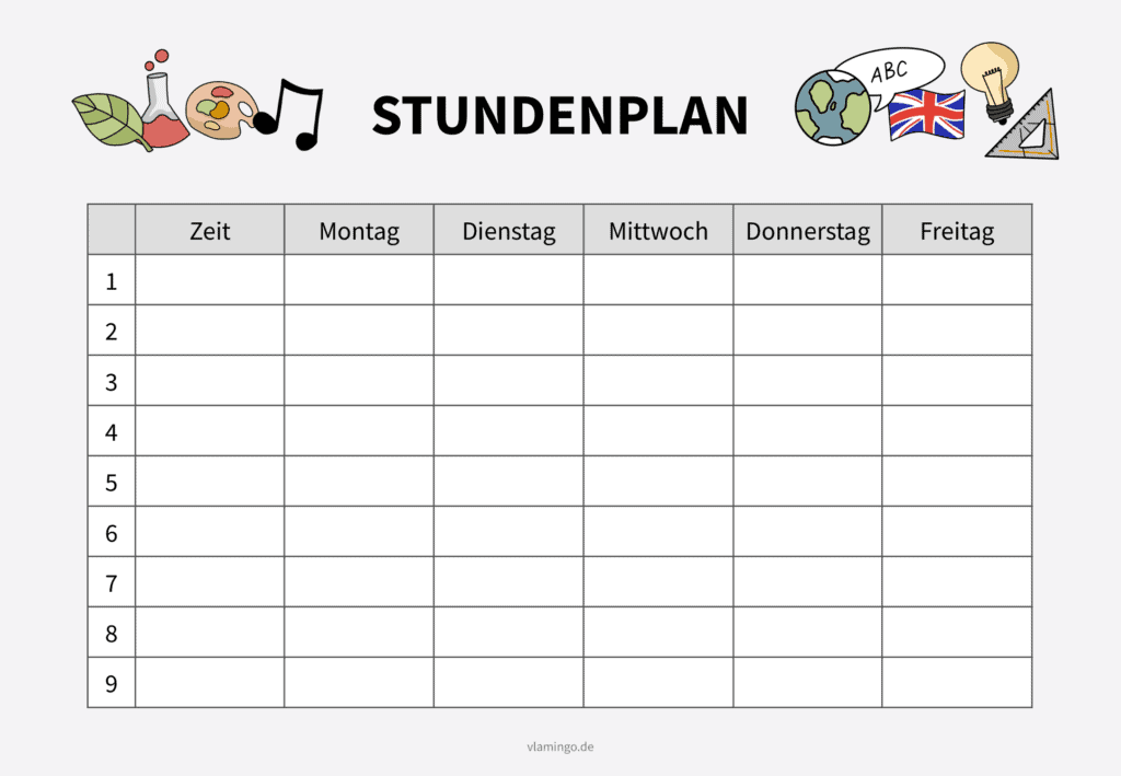 Stundenplan: 8 Vorlagen Für Die Schule Zum Ausdrucken & Ausfüllen