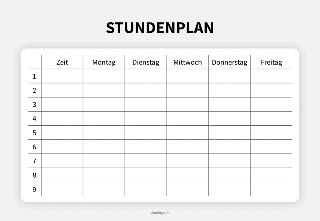 Stundenplan: 8 Vorlagen für die Schule zum Ausdrucken & Ausfüllen