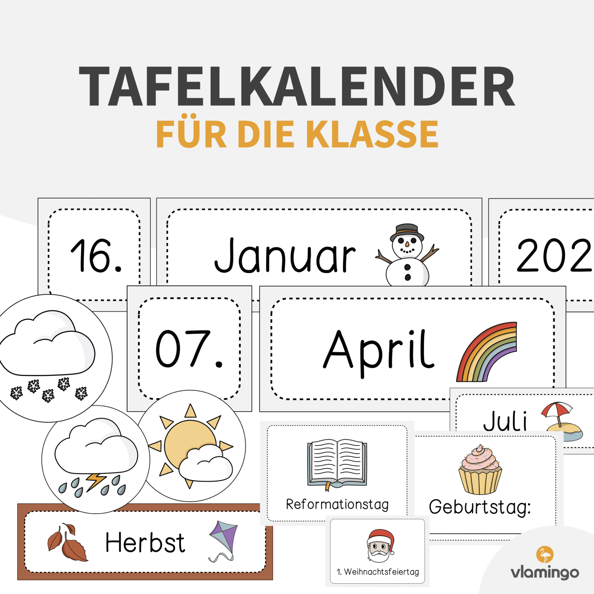 Klassenkalender für die Grundschule (Tafelkalender für die Klasse)